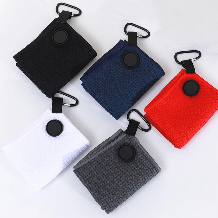 Microfibre Golf Towel with Carabiner Clip Absorbent Waffle Pattern Custom Logo Magnetic - Image 4