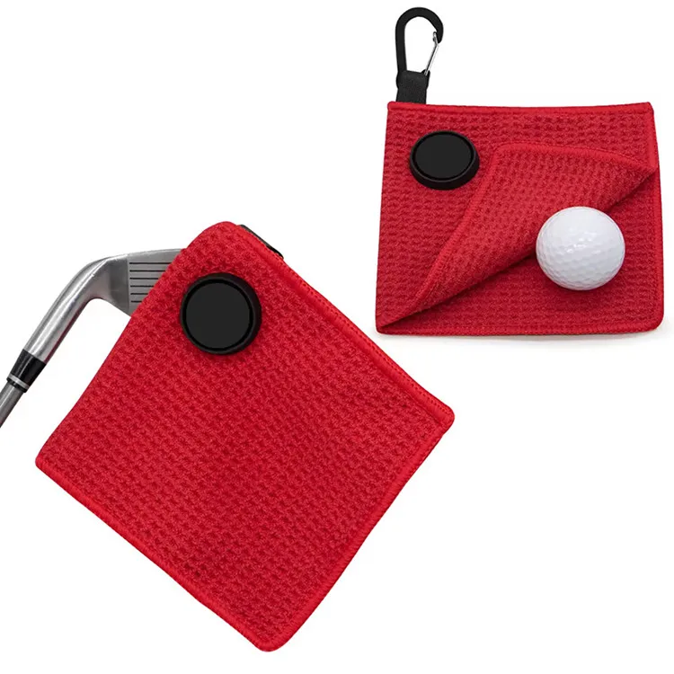 Microfibre Golf Towel with Carabiner Clip Absorbent Waffle Pattern Custom Logo Magnetic - Image 5