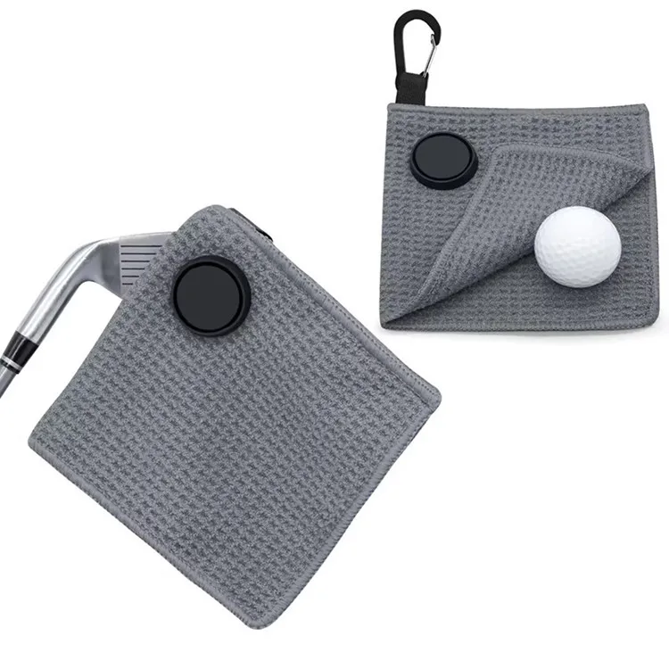 Microfibre Golf Towel with Carabiner Clip Absorbent Waffle Pattern Custom Logo Magnetic - Image 6