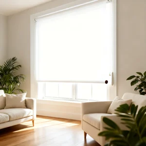 Minimalist White Roller Shade - Sleek Valance Window Blind for Modern Decor