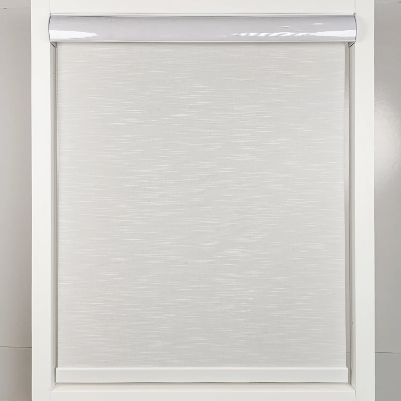 Modern Minimalist White Motorized Roller Shades for Indoor Windows - Image 2