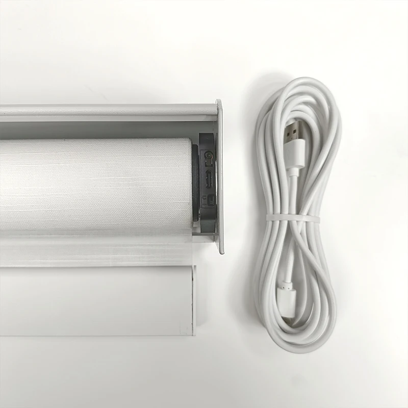 Modern Minimalist White Motorized Roller Shades for Indoor Windows - Image 3