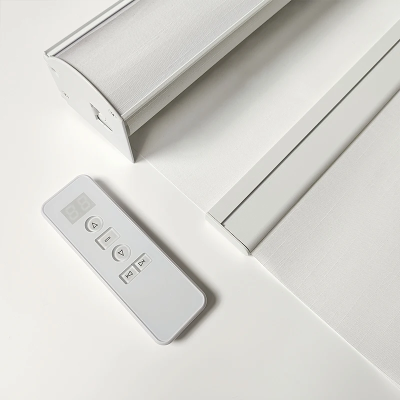 Modern Minimalist White Motorized Roller Shades for Indoor Windows - Image 6