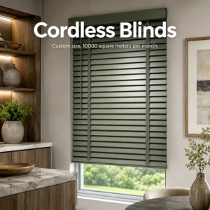 Modern Style Cordless Wooden Blinds No Pull Privacy Window Blinds