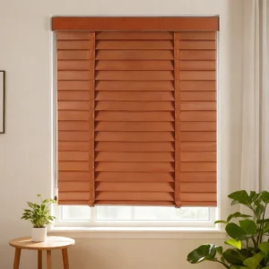Motorised Wooden Look Venetian Blinds Remote Control Adjustable Slats Shades