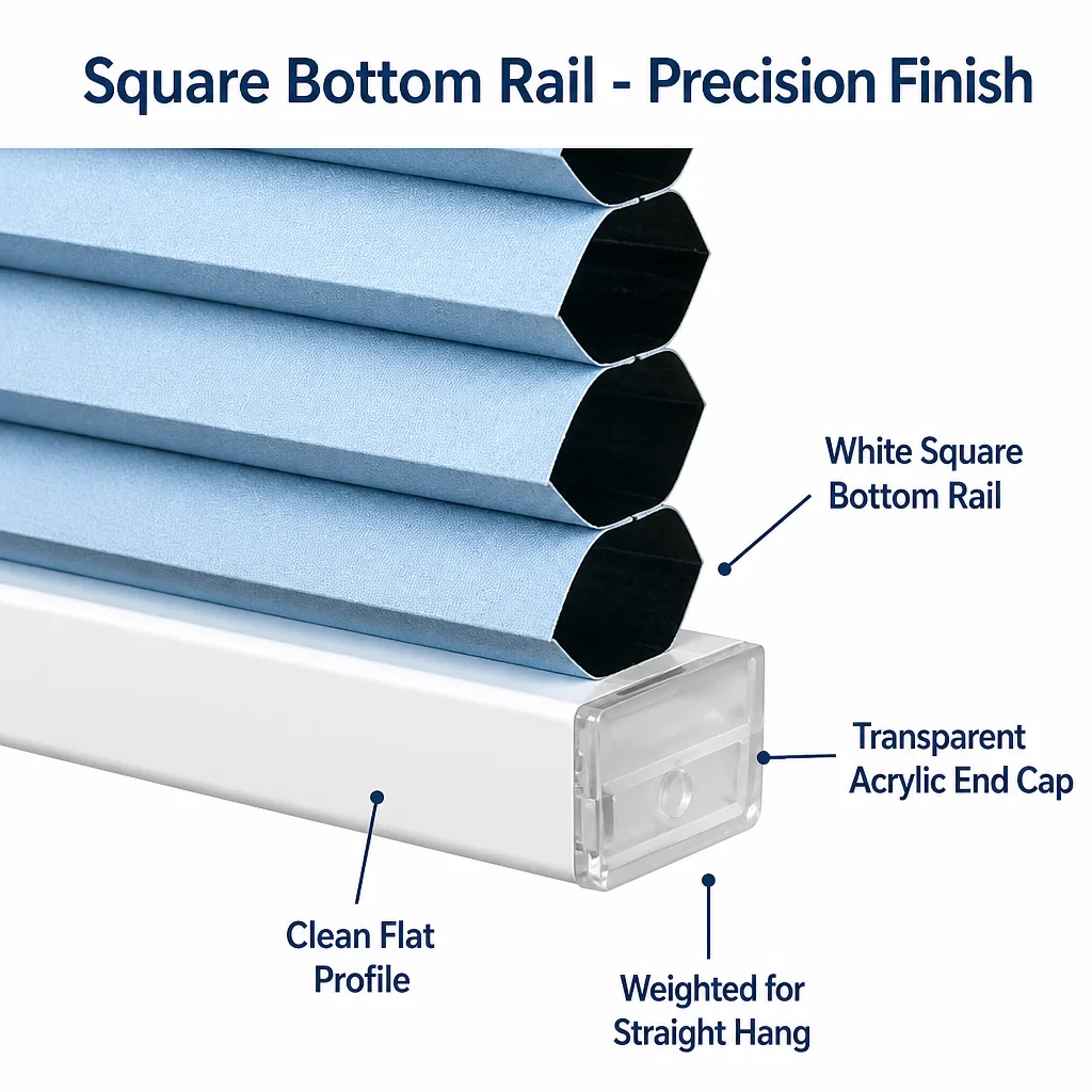 Motorized Honeycomb Blinds 25mm Cell Full Blackout Light Blue Polyester Custom Size - Image 2