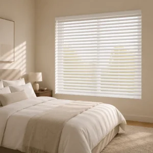 Motorized Honeycomb Blinds 50mm Wood Slats RF Remote White Bedroom UV Block Custom
