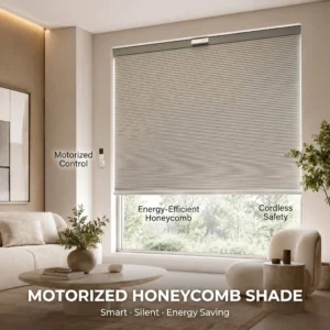 Motorized Honeycomb Blinds Electric Blackout Shades Custom Size Smart Home Polyester UV