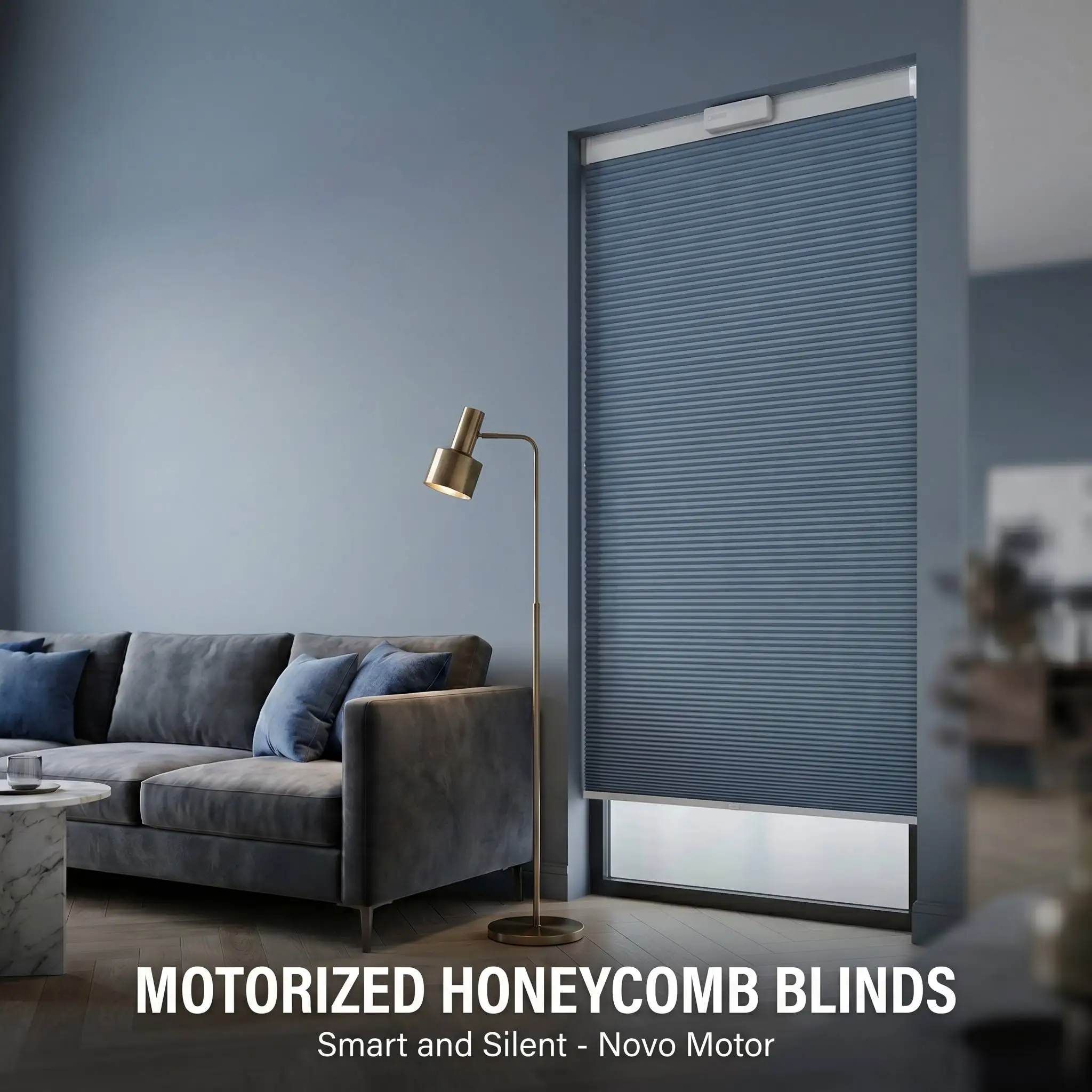 Motorized Honeycomb Blinds Novo Motor Single Cell Thermal Insulation Cordless Remote Custom Size OEM Factory Direct