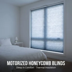Motorized Polyester Honeycomb Blinds Cordless Custom Size Thermal Insulation Anti-UV