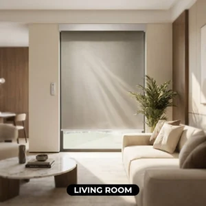 Motorized Roller Shades A-OK Motor Polyester Blackout Fabric Remote App Custom Size OEM