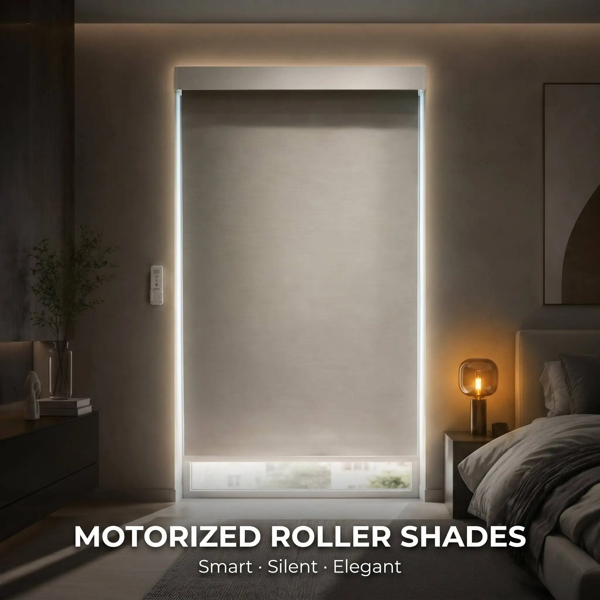Motorized Roller Shades A-OK Motor Polyester Blackout Fabric Remote App Custom Size OEM - Image 2