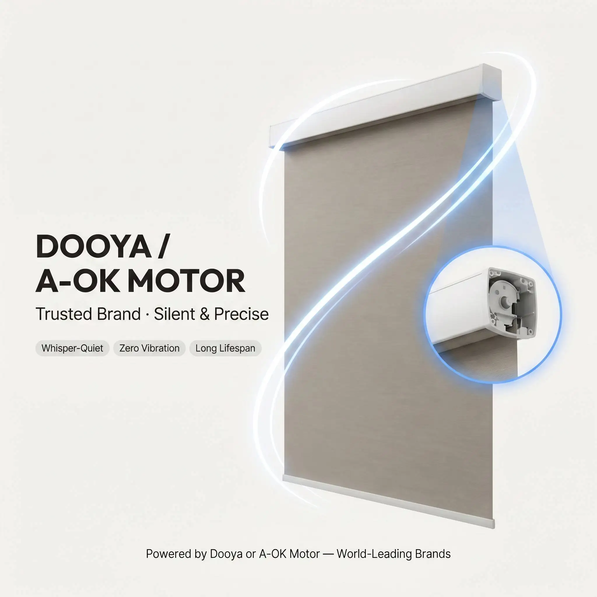Motorized Roller Shades A-OK Motor Polyester Blackout Fabric Remote App Custom Size OEM - Image 3