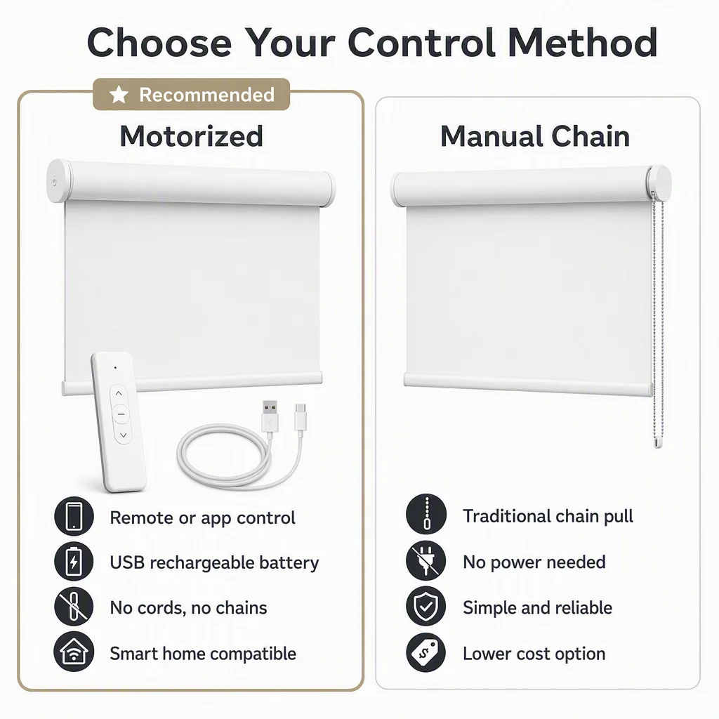 Motorized Roller Shades Anti-UV Semi-Sheer USB Rechargeable Remote Control Custom Arc Headrail Study Room - Image 5
