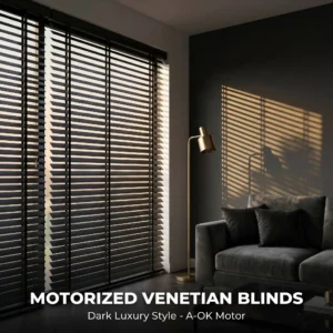 Motorized Venetian Blinds 50mm Paulownia Painted Cordless Remote Custom Size OEM