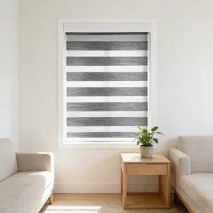 Motorized Zebra Shades Remote Control Smart Home Dimmable Light Filtering Custom Polyester OEM
