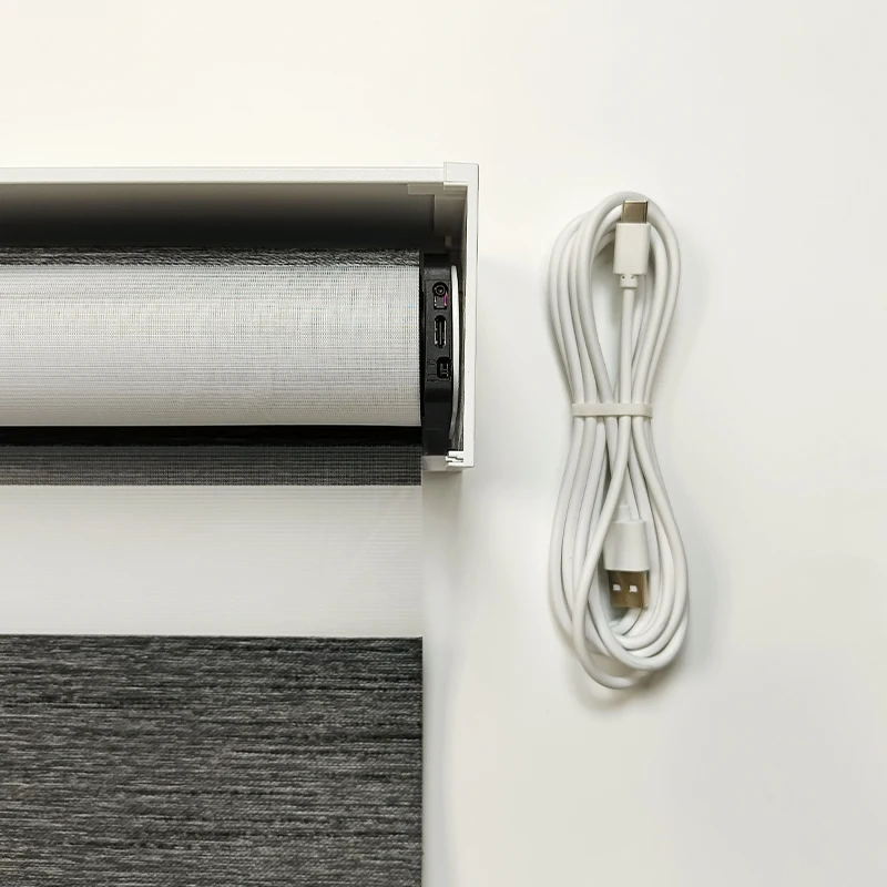Motorized Zebra Shades Remote Control Smart Home Dimmable Light Filtering Custom Polyester OEM - Image 4
