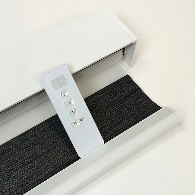 Motorized Zebra Shades Remote Control Smart Home Dimmable Light Filtering Custom Polyester OEM - Image 5