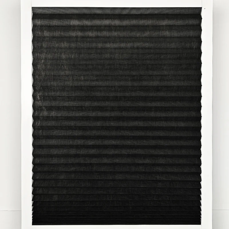 Natural Eco-Friendly Non-Woven Fabric Vertical Pinhole Curtains Easy Built-In Installation No Drill UV