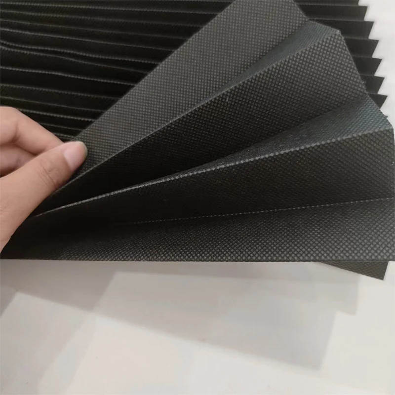 Natural Eco-Friendly Non-Woven Fabric Vertical Pinhole Curtains Easy Built-In Installation No Drill UV - Image 2