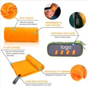 No MOQ Light Weight Pure Color Soft Microfiber Beach Towel with EVA Bag