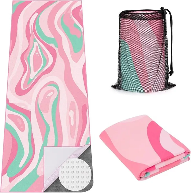 Non-Slip Microfiber Yoga Mat Towel 63x183cm Hot Yoga Pilates with Bag