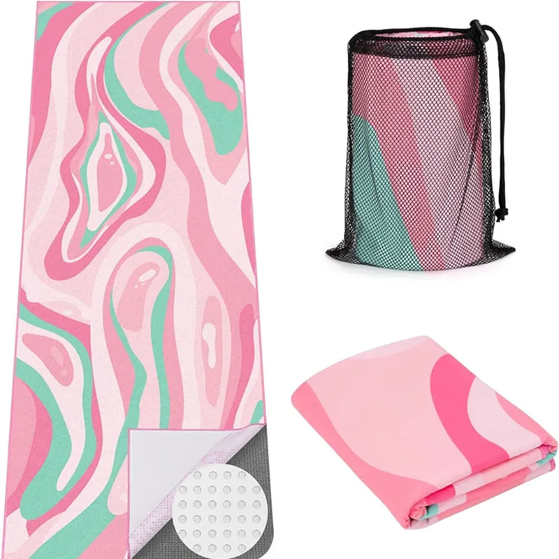 Non-Slip Microfiber Yoga Mat Towel 63x183cm Hot Yoga Pilates with Bag - Image 5