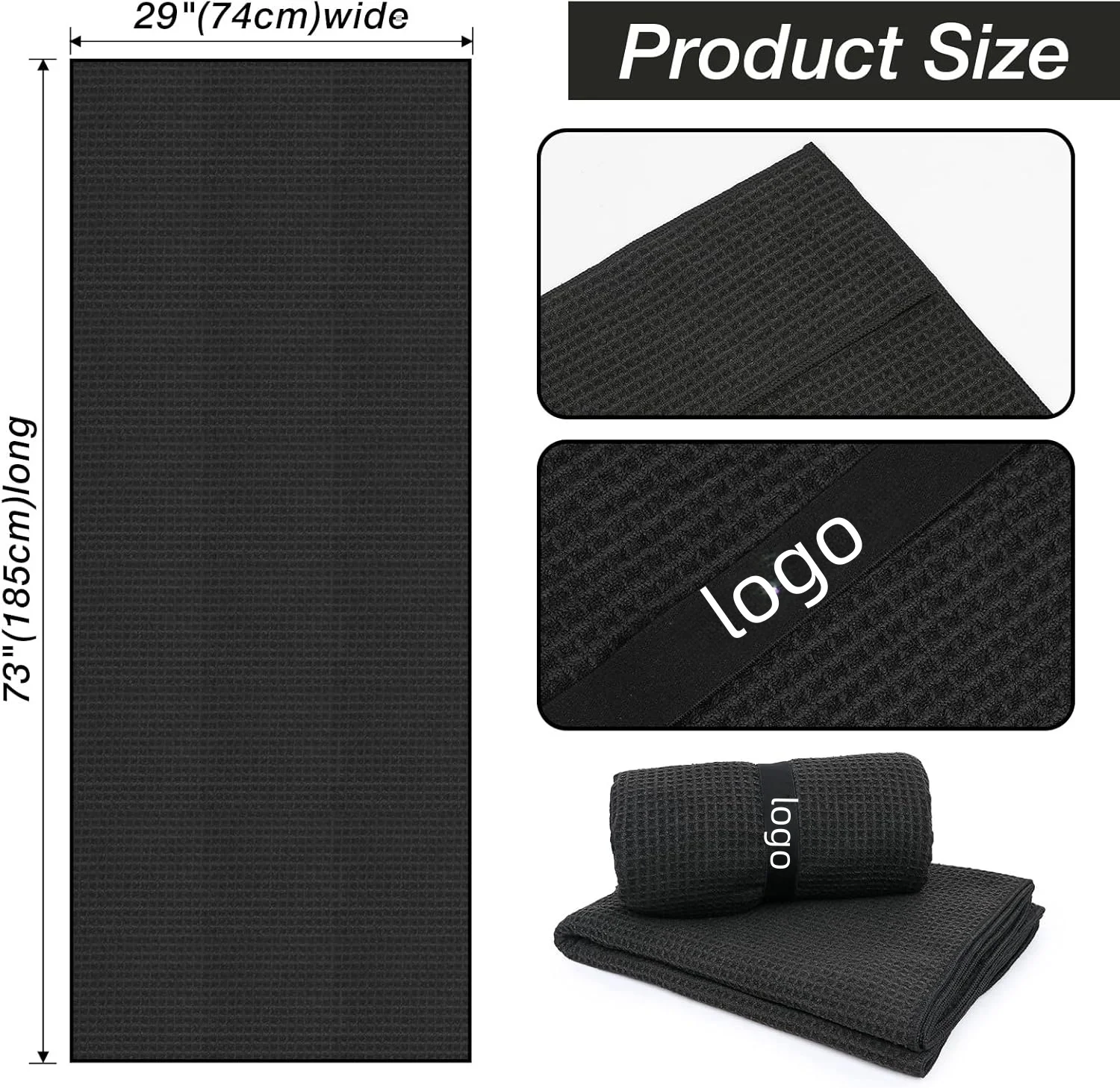 Non-Slip Microfiber Yoga Towel Waffle Sweat Absorbent Hot Yoga Mat Fitness Towel - Image 2
