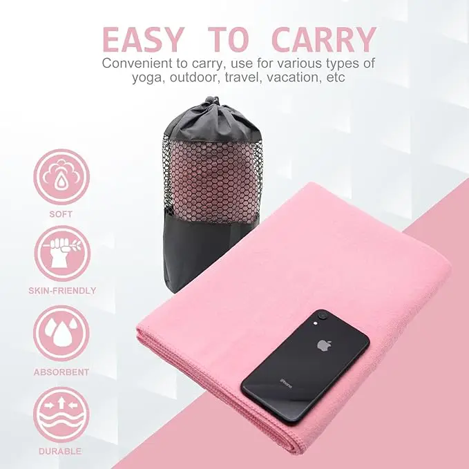 Non-Slip Microfiber Yoga Towel with Grip Dots Quick Dry Hot Yoga Mat Towel - Image 2