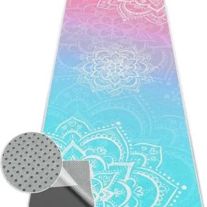 Non Slip Yoga Towel with Grip Dots Microfiber Quick Dry Absorbent Portable