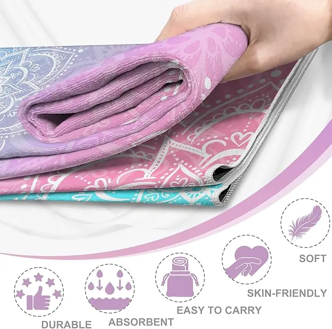 Non Slip Yoga Towel with Grip Dots Microfiber Quick Dry Absorbent Portable - Image 2