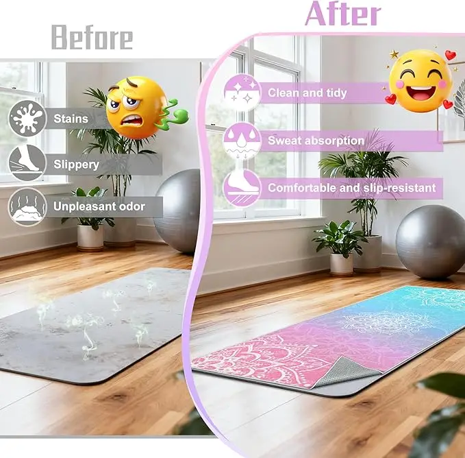 Non Slip Yoga Towel with Grip Dots Microfiber Quick Dry Absorbent Portable - Image 3