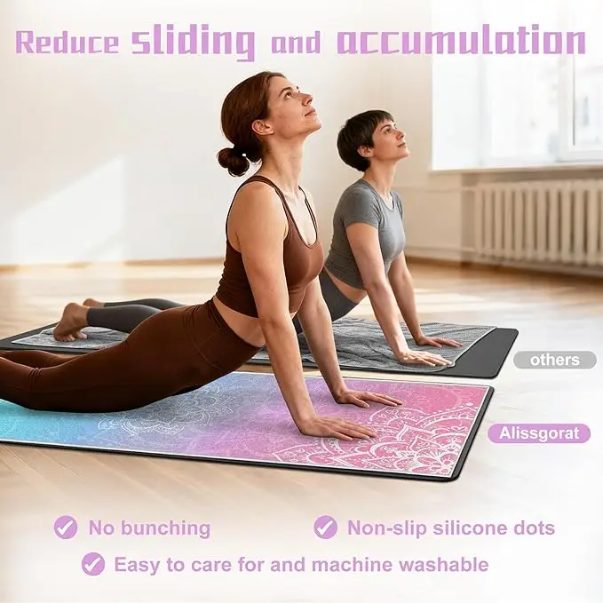 Non Slip Yoga Towel with Grip Dots Microfiber Quick Dry Absorbent Portable - Image 5