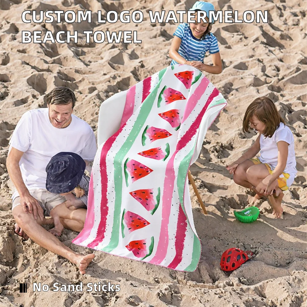 OEM Custom Logo Luxury Microfiber Suede Beach Towel Sand-Free Watermelon Print Quick Dry Large Travel Pool - Image 2