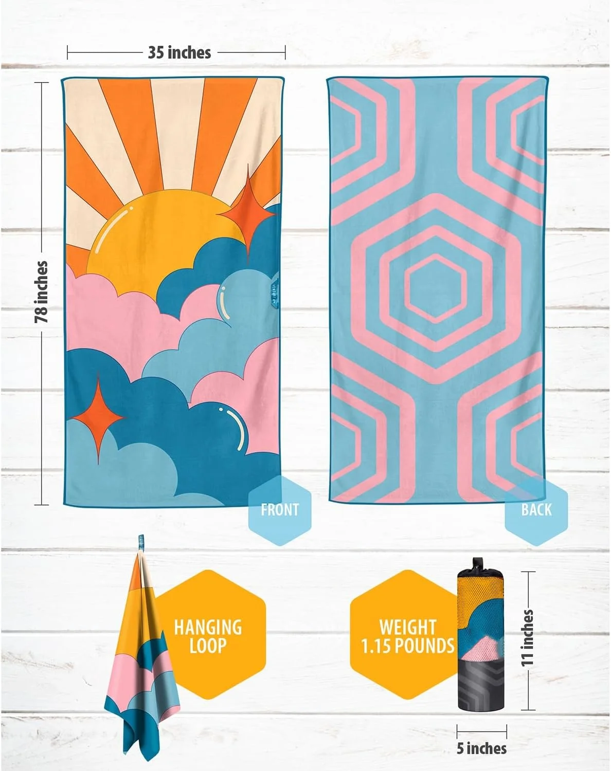 OEM Microfiber Sport Beach Towel Custom Sand Free Quick Dry Lightweight - Image 2