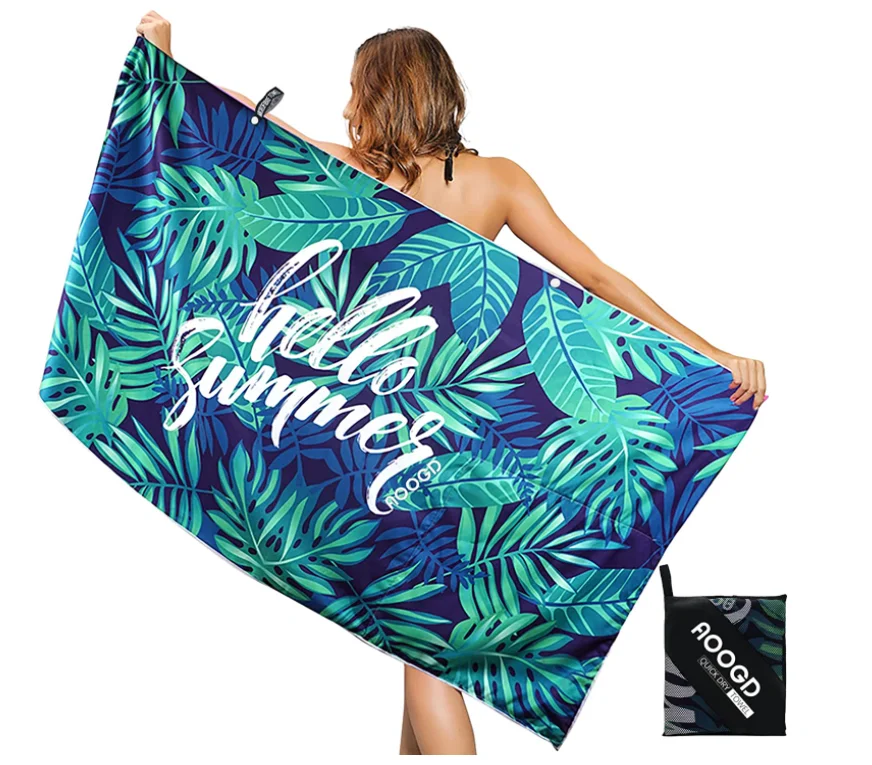 OEM Printed Recycle Microfiber Towel Absorbent Quick Dry Beach Sports Towel