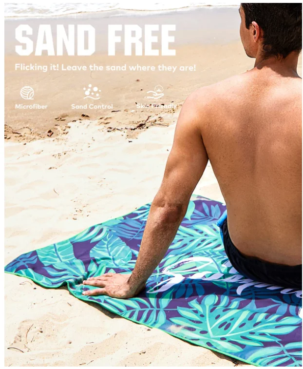 OEM Printed Recycle Microfiber Towel Absorbent Quick Dry Beach Sports Towel - Image 2