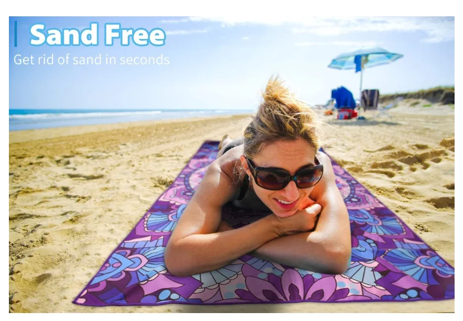 OEM Printed Recycle Microfiber Towel Absorbent Quick Dry Beach Sports Towel - Image 4