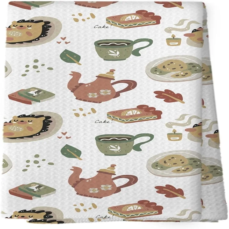 Odor-Resistant Fast-Dry Digital Print Floral Towel Recycled Antibacterial Kitchen Helper