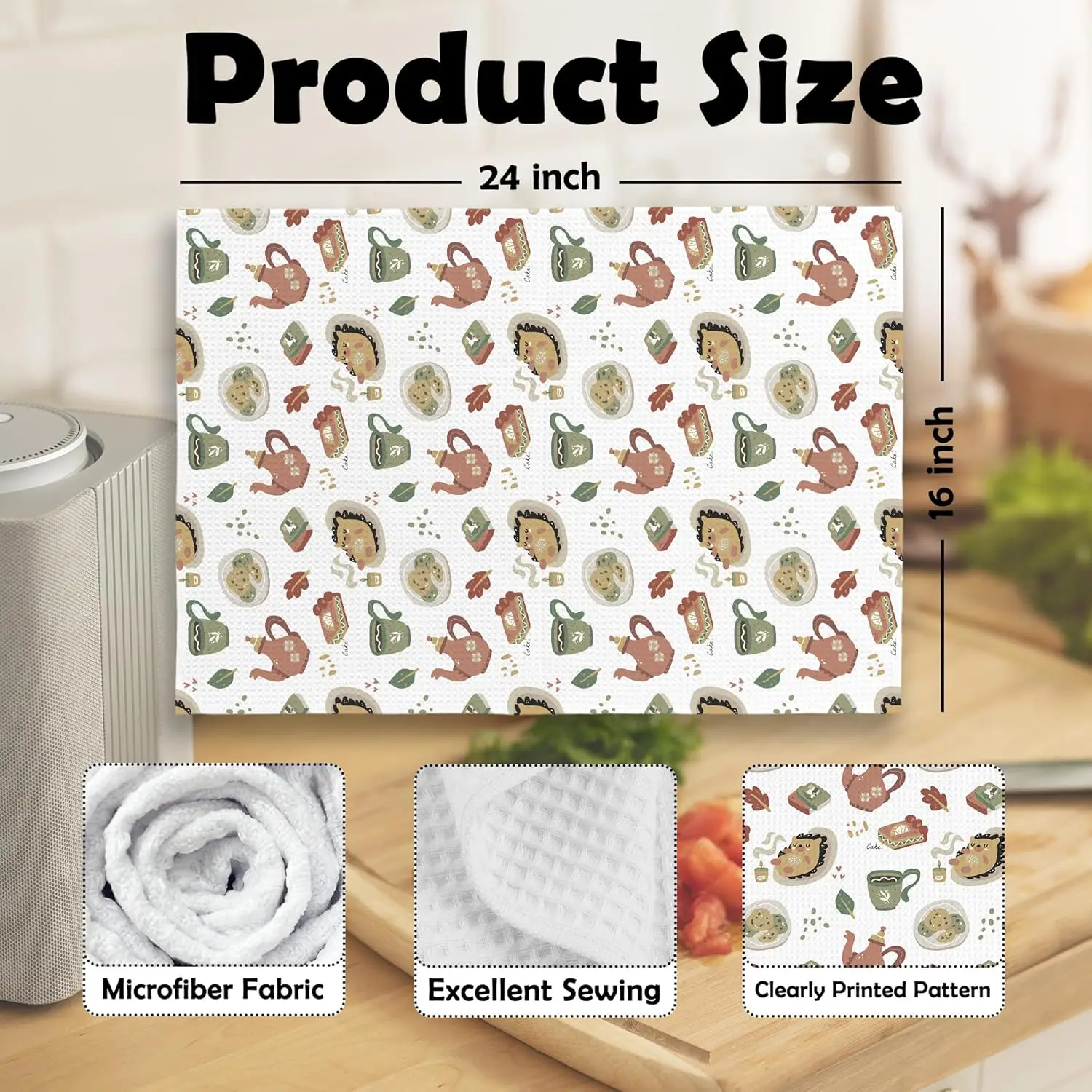 Odor-Resistant Fast-Dry Digital Print Floral Towel Recycled Antibacterial Kitchen Helper - Image 2