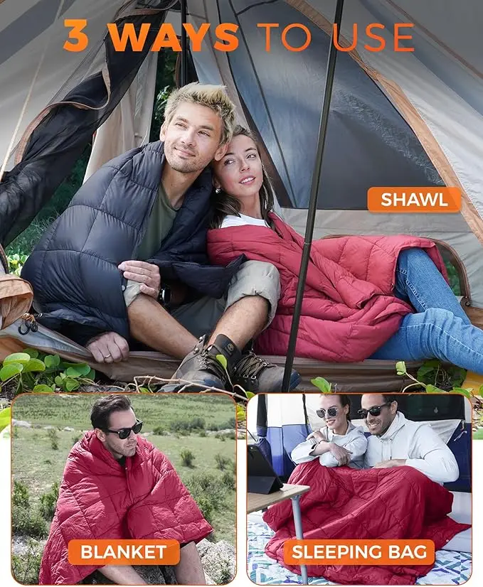 Outdoor All-Season Waterproof Blanket 600g Puffy Cotton Throw Quilt Camping Hiking - Image 2