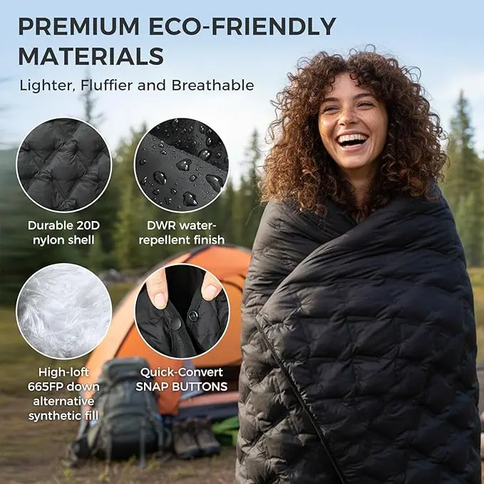 Outdoor Custom Down Puffy Blanket Waterproof Windproof Lightweight Easy Carry - Image 3