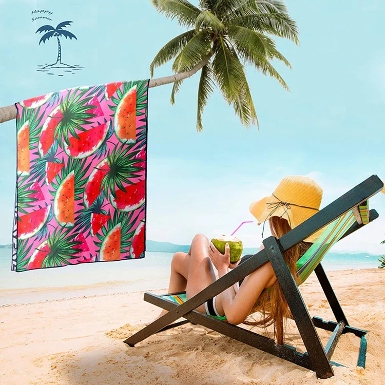 Oversize Microfiber Beach Towel Quick-Dry Sand-Free Woven Sports Lightweight Recycled Polyester Travel - Image 2