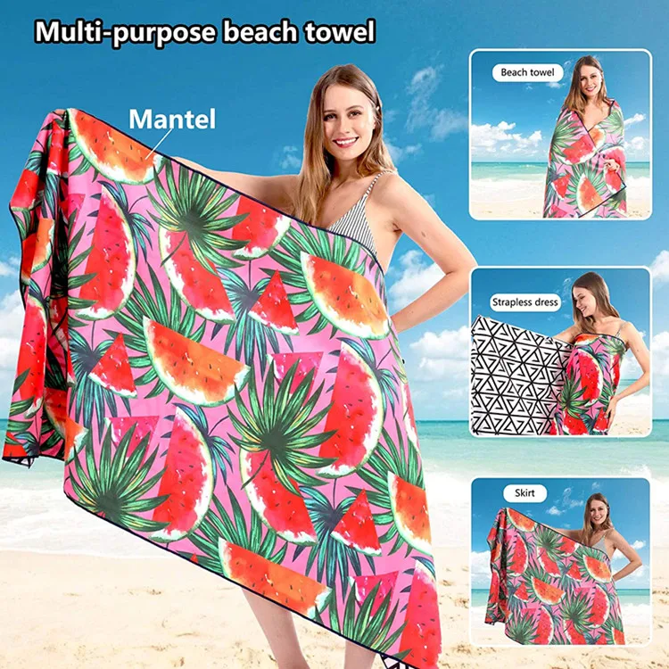 Oversize Microfiber Beach Towel Quick-Dry Sand-Free Woven Sports Lightweight Recycled Polyester Travel - Image 4