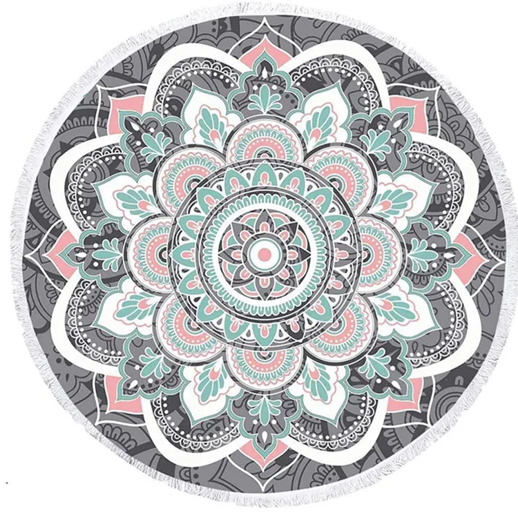 Oversize Round Beach Towel Soft Absorbent Fast Dry Sand-Free Waffle Picnic Yoga Mat