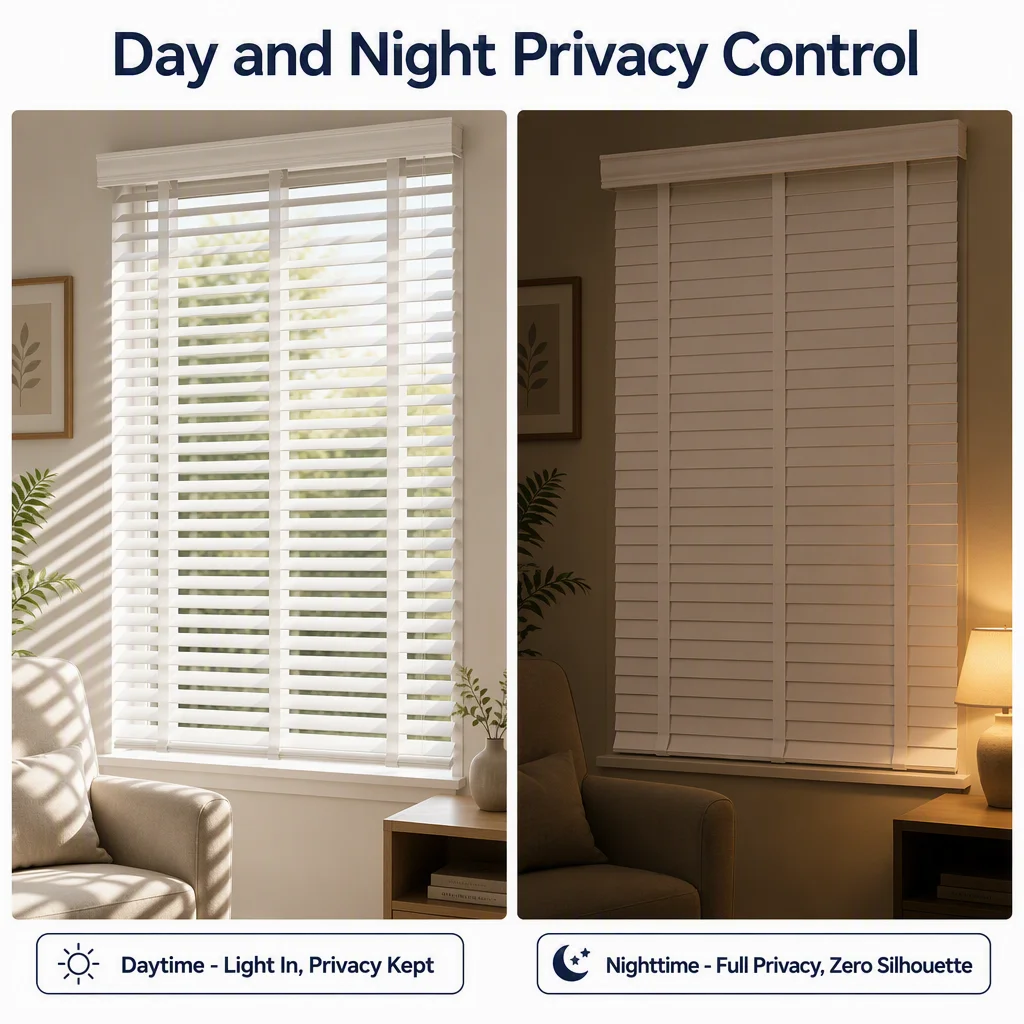 PVC Horizontal Venetian Blinds 50mm Waterproof White Slats Pull Cord Kitchen Bathroom Custom Size - Image 3