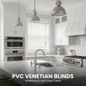 PVC Venetian Blinds 50mm Slats Cord System Waterproof UV Blocking Custom Size