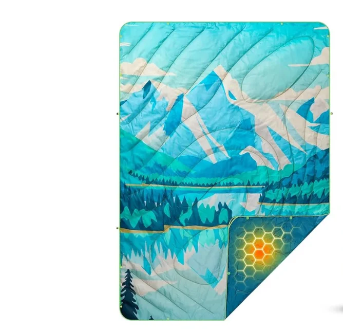Packable Water Resistant Down Throw Quilt for Camping Hiking Picnic Warm