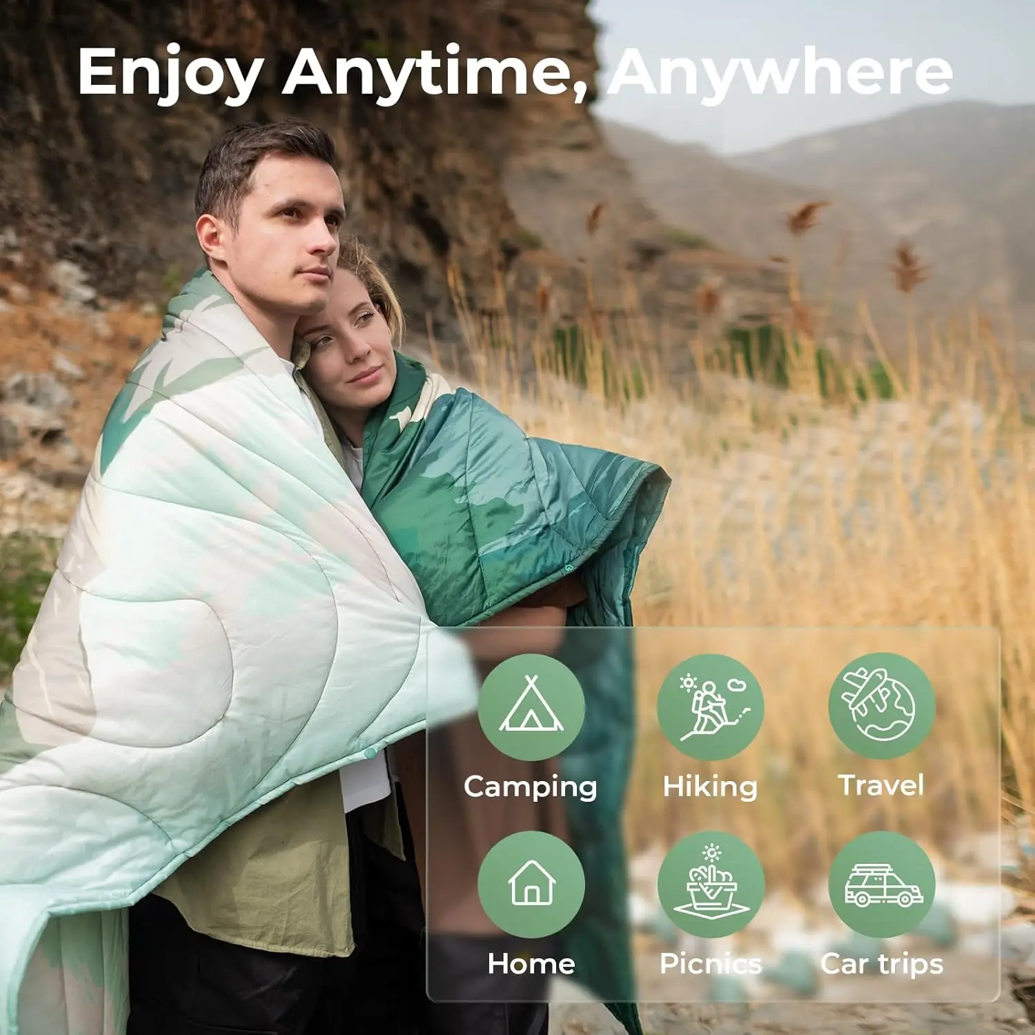 Packable Water Resistant Down Throw Quilt for Camping Hiking Picnic Warm - Image 2
