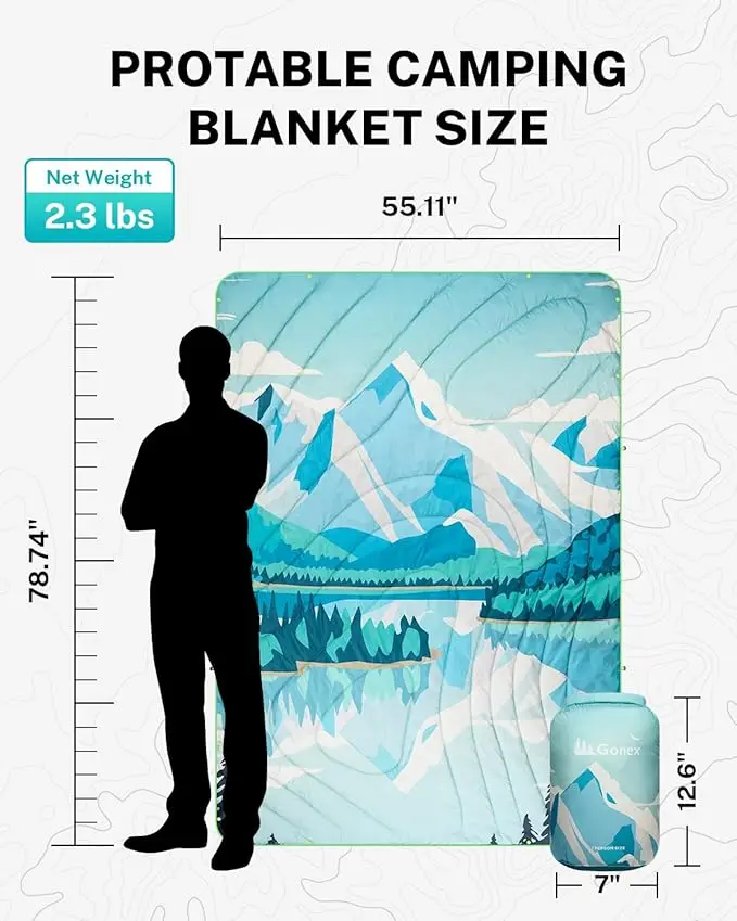 Packable Water Resistant Down Throw Quilt for Camping Hiking Picnic Warm - Image 3